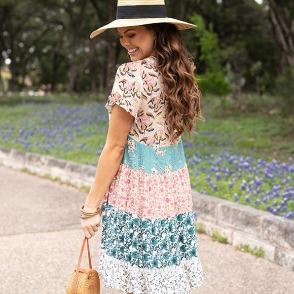 NWT Grace & Lace Patchwork Peasant Tunic Dress - Picture 8 of 8